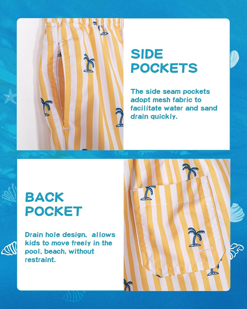 Boys Swim Trunks Toddler Swim Shorts UPF 50+ Bathing Suit for Boy Swimsuit Quick Dry Mesh Beach Boardshorts Swimwear