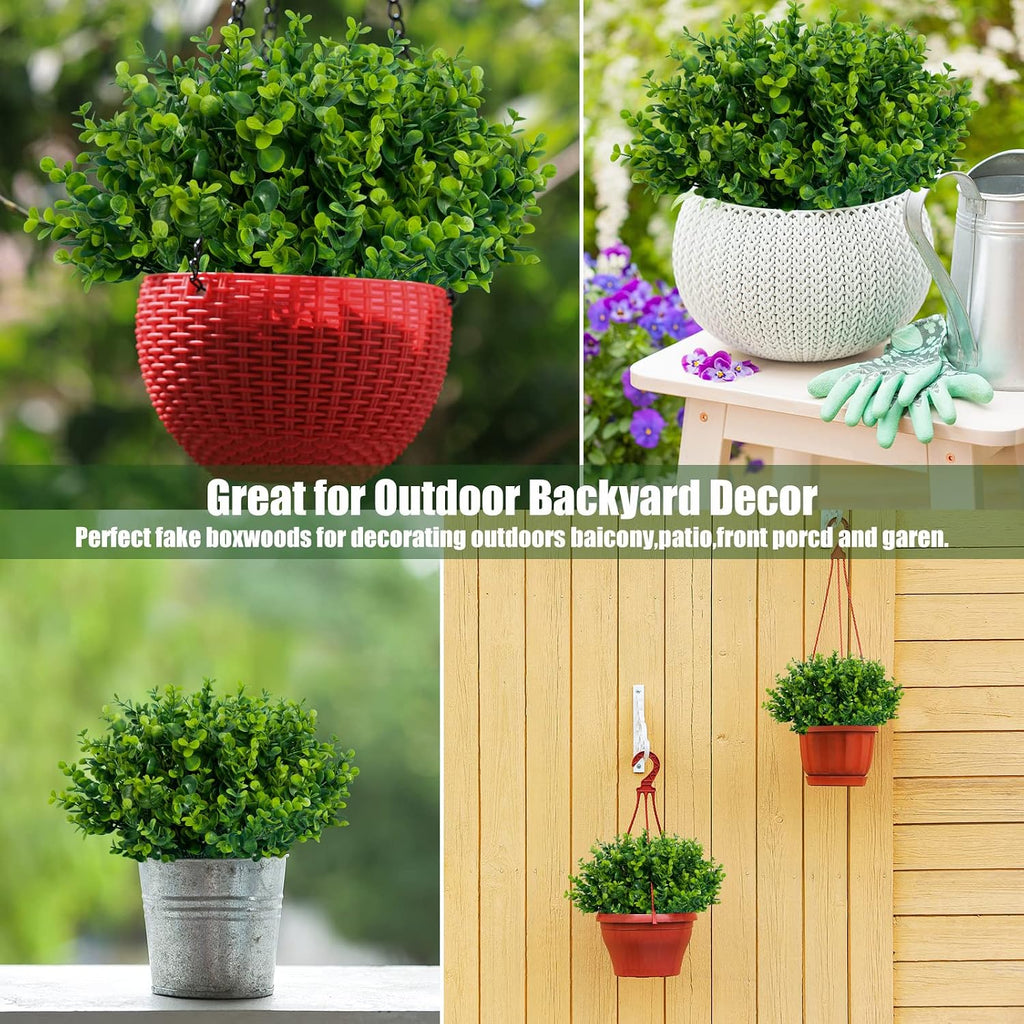 Artificial Greenery Plants Outdoor UV Resistant Fake Plants Boxwood Shrubs Grass,20 Bundles Home Garden Office Patio