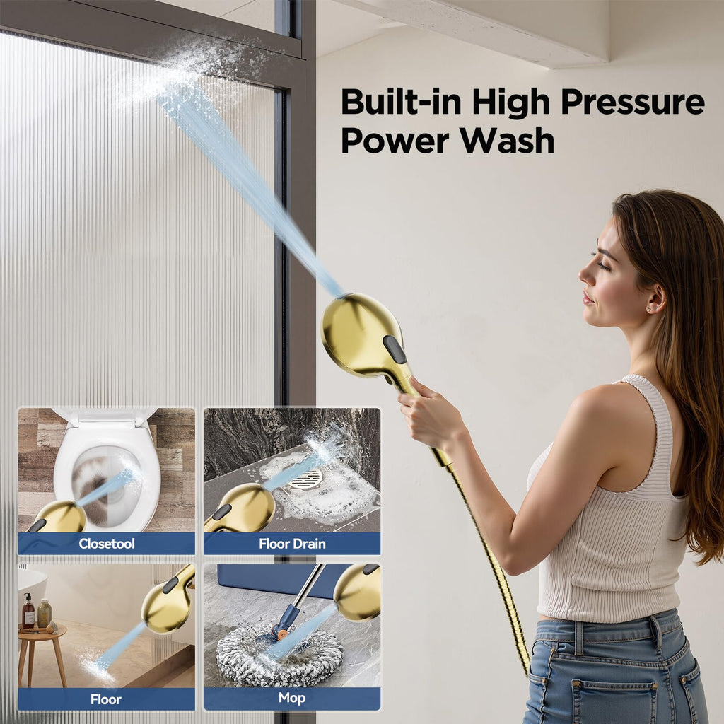 21-Setting Dual Filtered Handheld Shower Heads Combo, Modern Gold