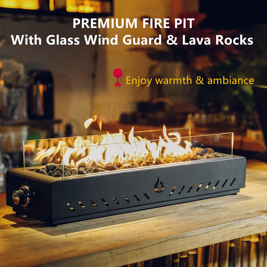 28" Gas Fire Pit Bottom-Mounted for Table with Umbrella Hole