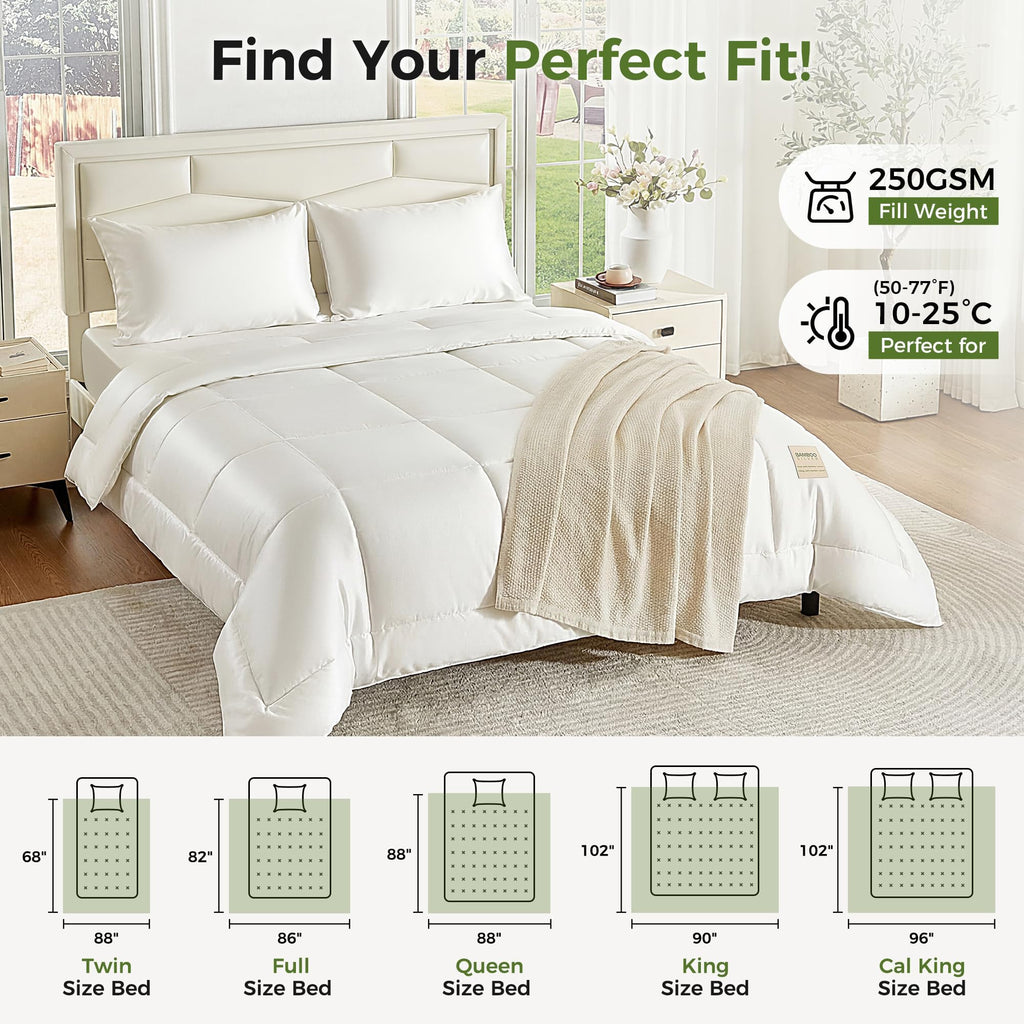 Cooling Comforter Duvet Insert California King Size, Hypoallergenic 100% Viscose Derived from Bamboo Shell & Fill