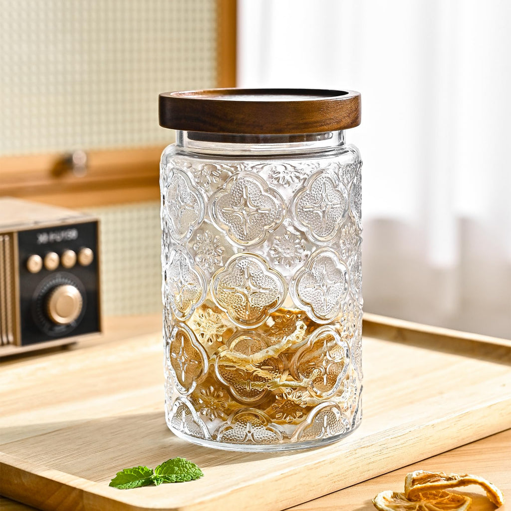 Glass Storage Containers With Lids, Glass Jars With Lids, 32oz, Set Of 3