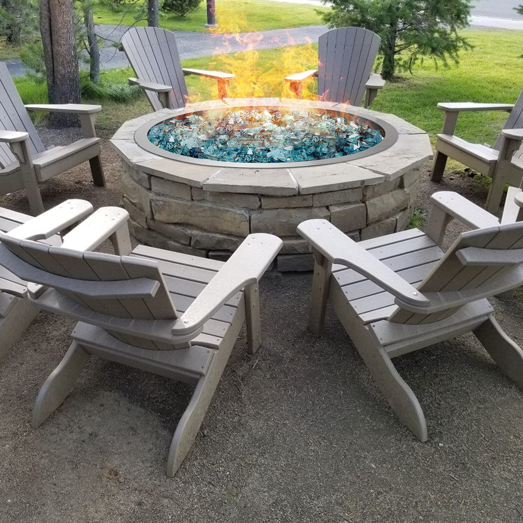 19-Inch Round Fire Pit Burner Pan, Drop-in Gas Fire Pit Inserted