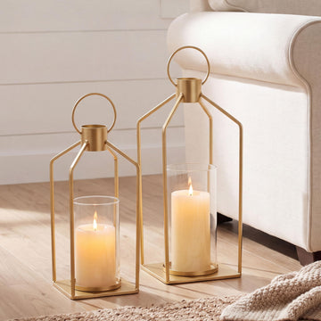 Gold Lanterns Decorative Indoor: Hanging Candle Lantern for Pillars