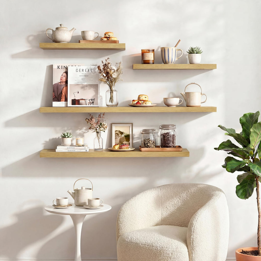 16 Inches Floating Shelves for Wall, 9.3" Deep Long Floating Shelves Set of 2, Large Display & Storage Shelf, Wall