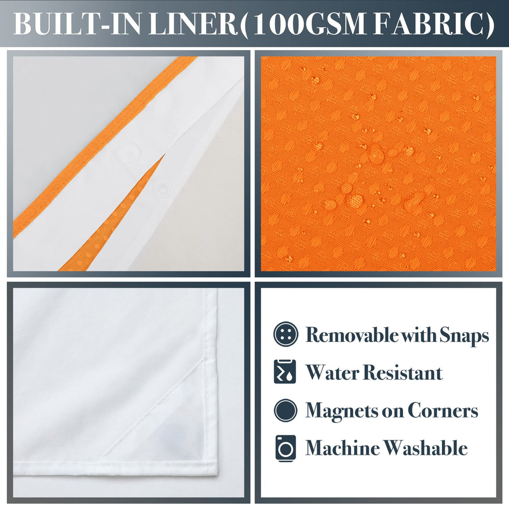 Waffle Weave Shower Curtain with Snap-in Liner Set Orange, 71x72