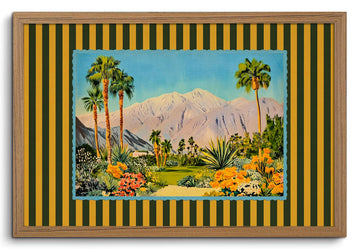 Framed Palm Tree Desert Wall Art, Vintage California Landscape Canvas Print