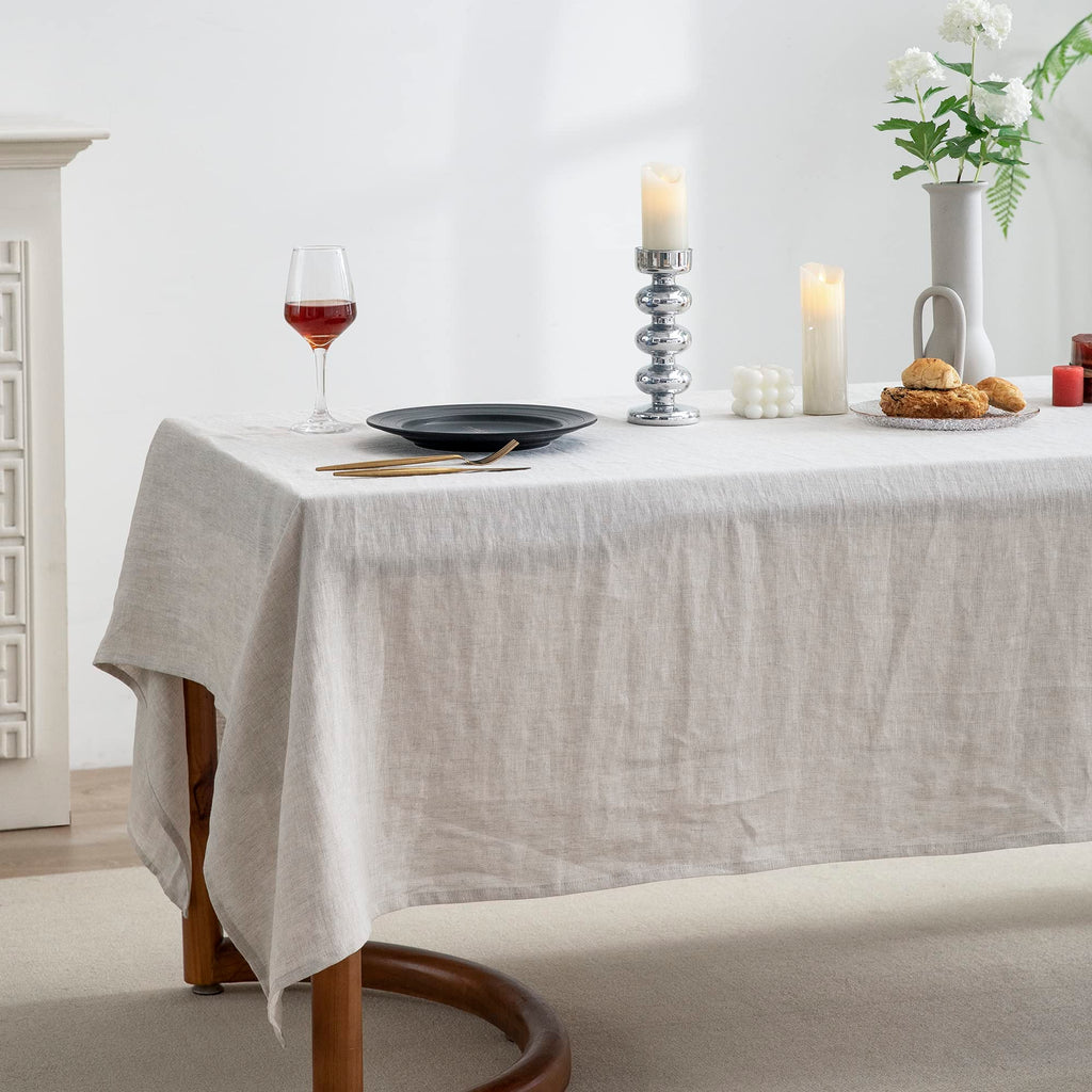 100% Pure Linen Rectangle Tablecloths 120LX60W Inch for Dining, Buffet Parties, Picnic, Events, Weddings and