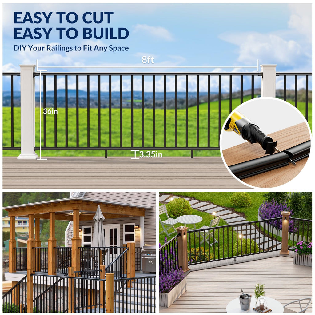 42 in x 8 ft Aluminum Porch and Deck Railing Kit Without Post