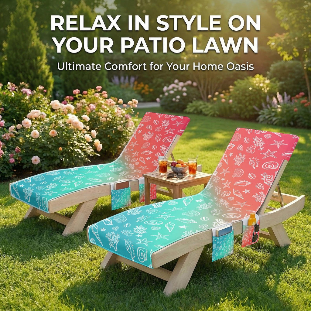 Lounge Chaise Chair Towel Covers, 2 Pack, Shell, 85X30 in