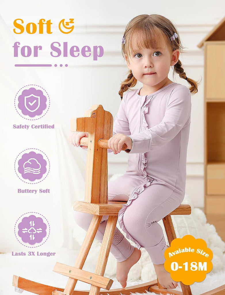 Baby Girl Viscose from Bamboo Sleeper Pajamas with Mitten Cuffs