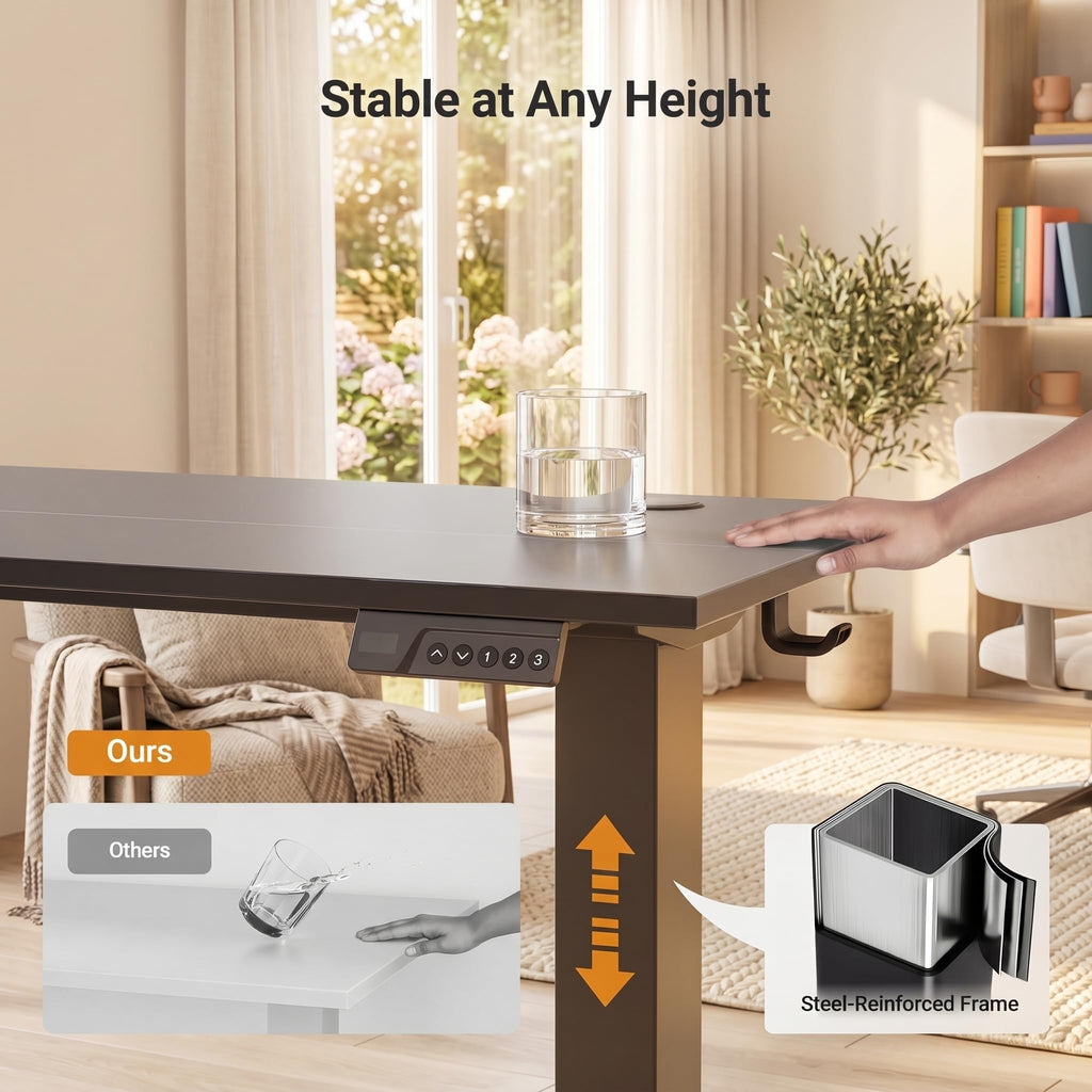 Electric Height Adjustable Standing Desk, 40x24 Inch, Deep Black