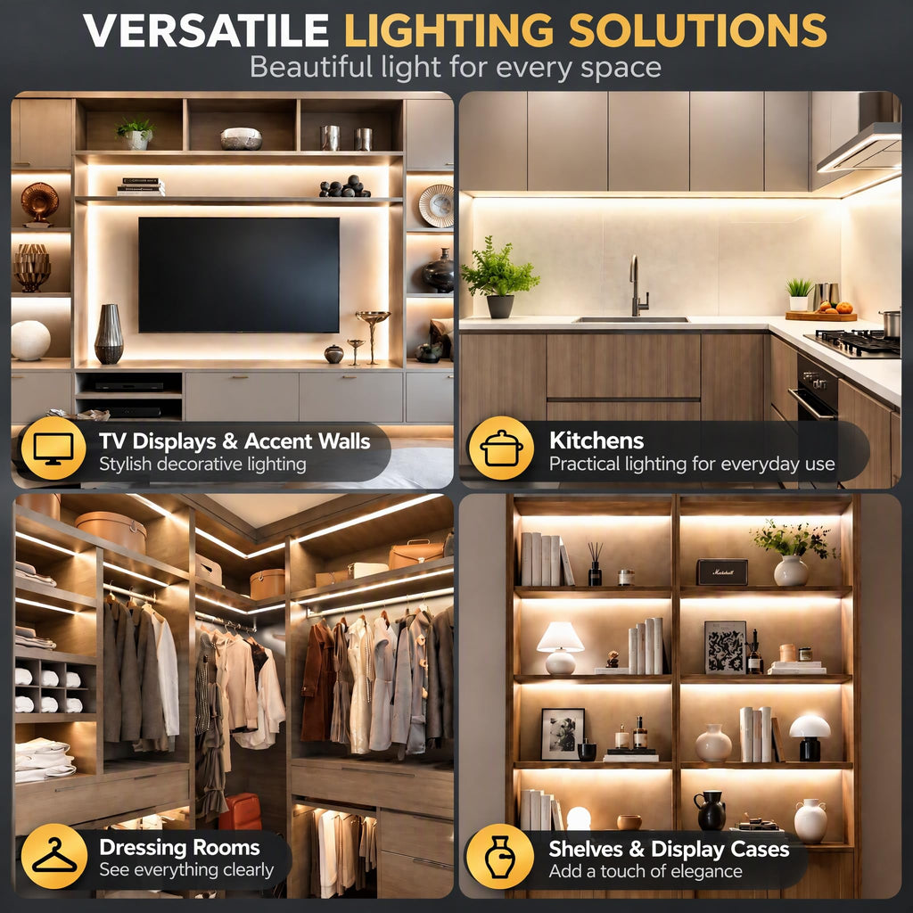 Display Case Lights, 4-Pack 12" Under Cabinet LED Bars 4500K