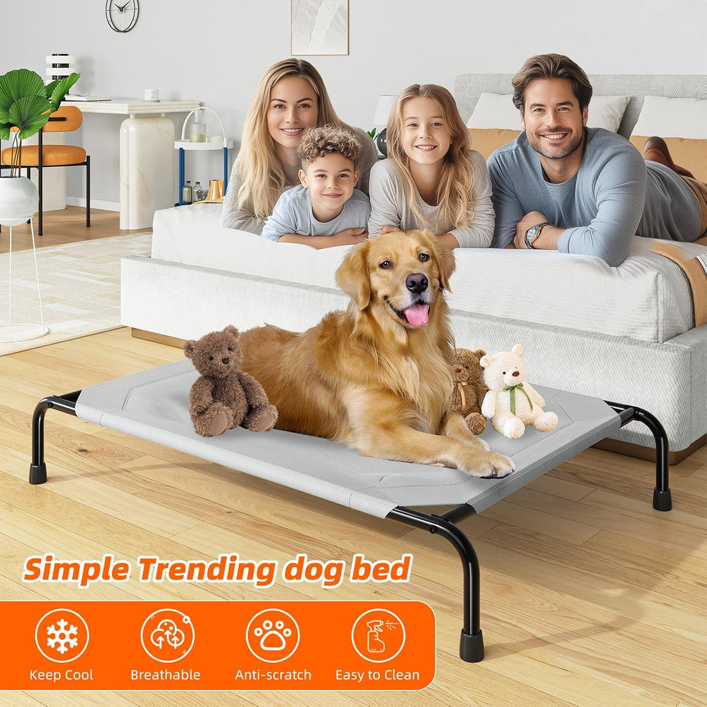 Raised Dog Bed for Large Dogs, Waterproof XL Dog Cot, Outdoor Cooling Elevated Pet Bed Load 200lb, 47.75" x 30.5"