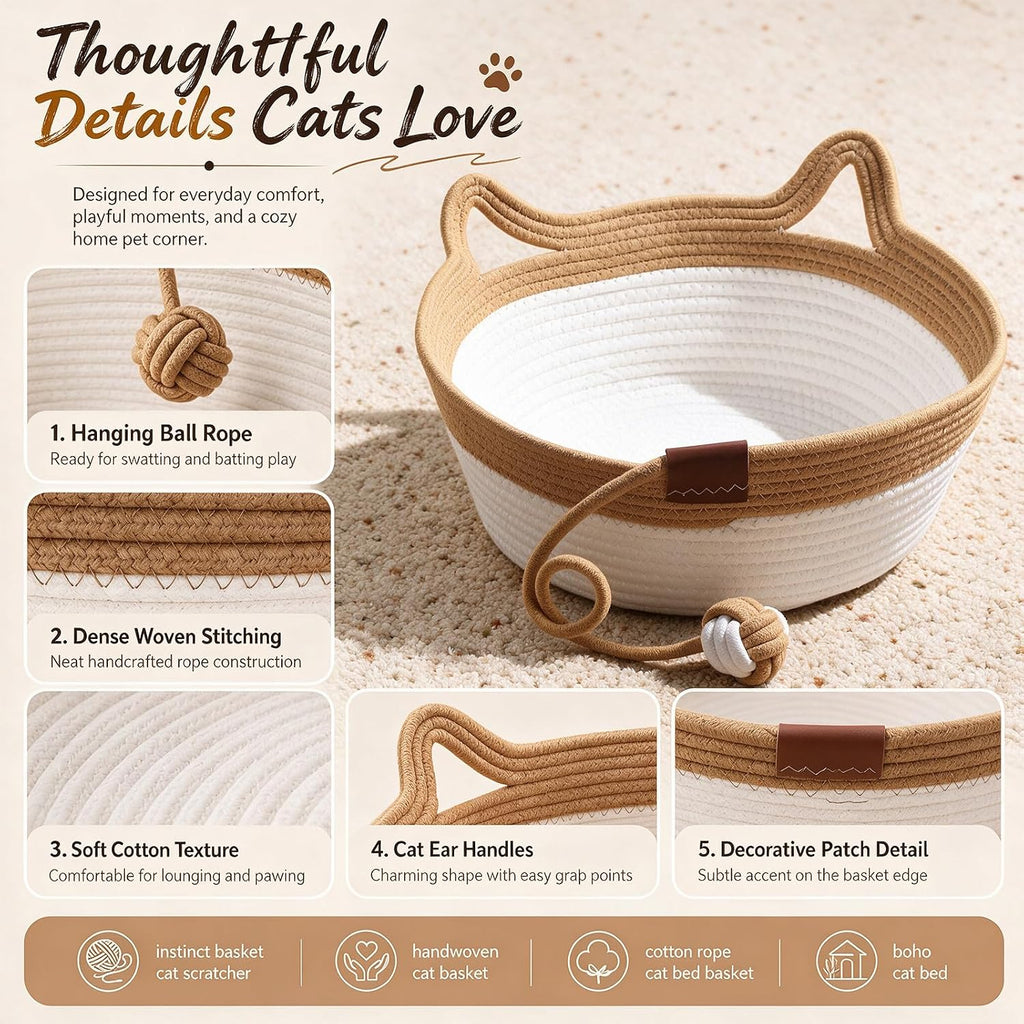 Handwoven Cotton Rope Cat Bed Basket