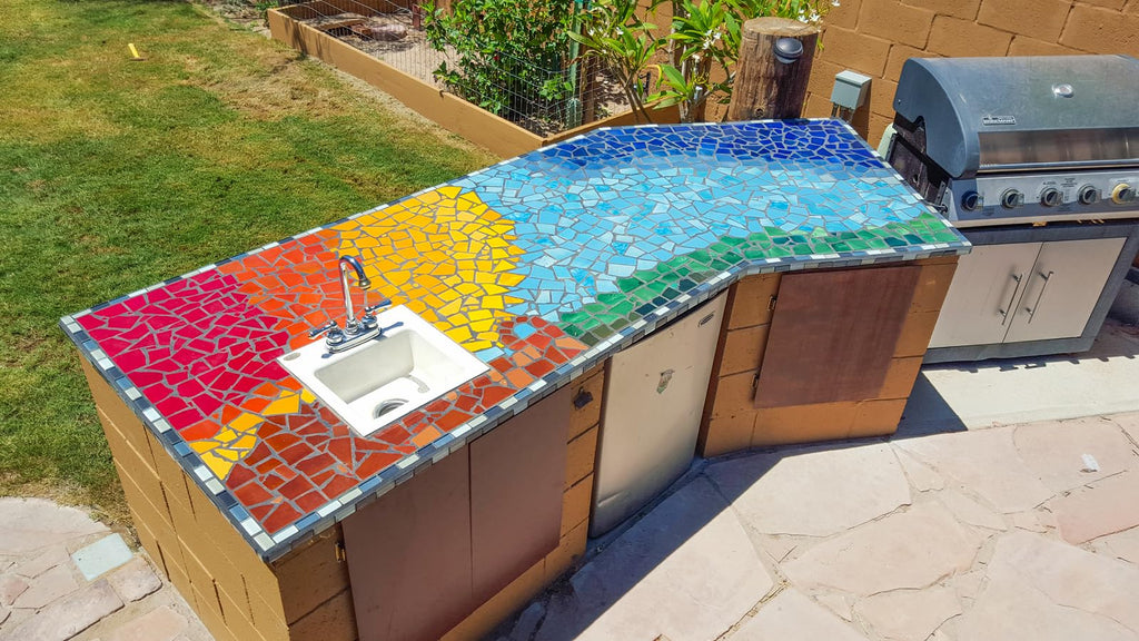 Broken Mosaic of 5 pounds in Yellow Solid Color Talavera Mexican Handmade Tiles