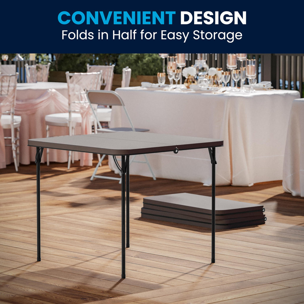 2.83-Foot Bi-Fold Dark Gray Plastic Folding Table
