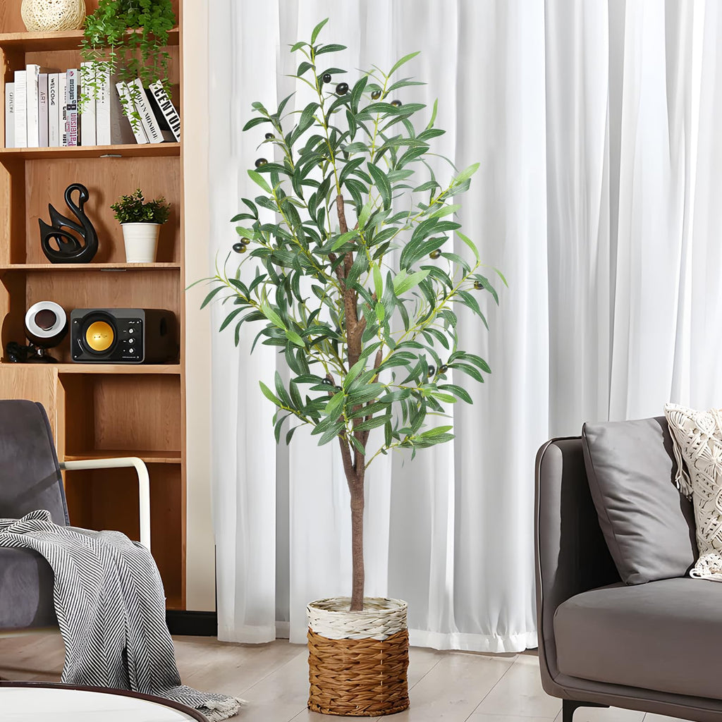 Artificial Olive Tree, 4FT Faux Olive Tree Decor