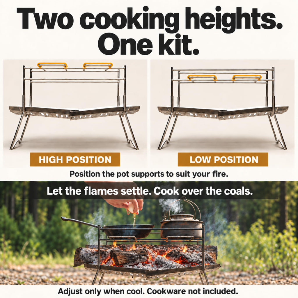Camp HAKOSUKA Folding Camping Fire Pit, Portable Stainless Grill