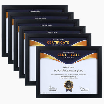 8.5x11 Picture Frame Certificate Document Frame 6 Pack Glass
