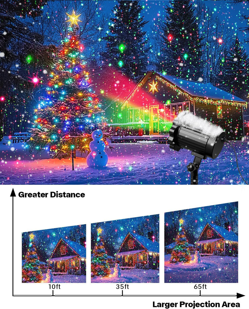 Brighter Laser Christmas Lights Projector Outdoor, 2025 Upgraded 2 Colors Red Green Gypsophila Moving Twinkle Stars