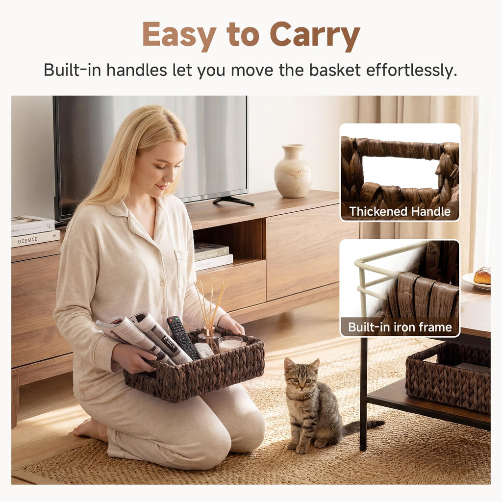 Wicker Baskets for Storage, Rectangle Basket, Brown Baskets