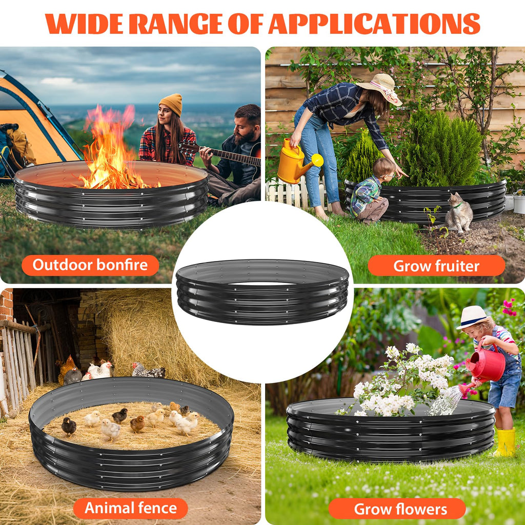 12In Tall 72 Inch Diameter Round Galvanized Fire Pit Ring/Fire Ring Black