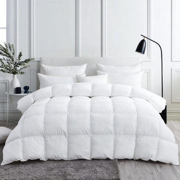 Luxurious Medium Weight All-Season Weather, Palatial King Size 120 x 98 inches, Goose Feathers Down Comforter, 100%
