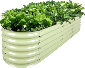 Galvanized Raised Garden Bed Elevated Raised Garden Bed Metal 17" Tall 12-in-1 Grow Herbs and Vegetables Home Garden