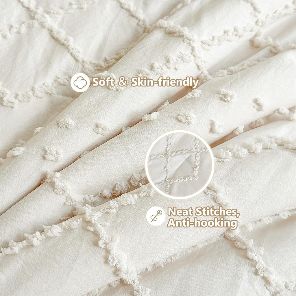 Crib Bedding Set for Girls, 3 Pieces Baby Crib Bedding Set Newborn, Mini Tufted Jacquard Ruffle Fringe Boho, Infant &