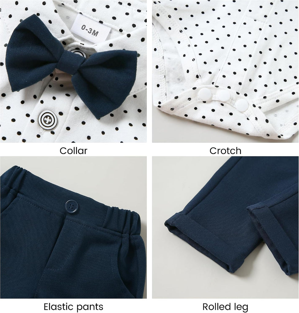 Baby Boy Clothes Suit Infant Gentleman Outfits Formal Dress Shirt+Bowtie+Vest+Pants Set Baby Wedding Suits
