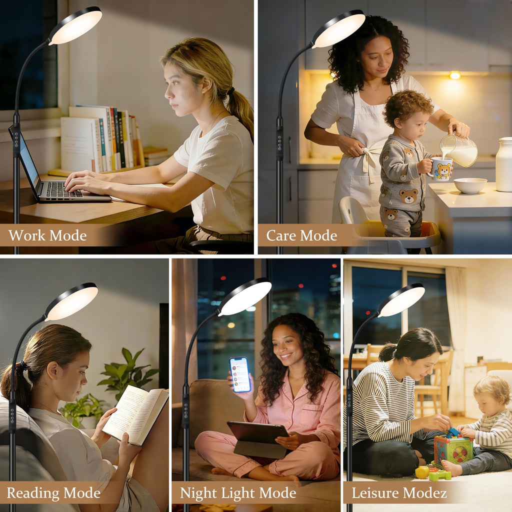 Floor Light for Indoor, 240 LEDs Eye Protection Lamp, Adjustable Height, Remote & Touch Control, Dimmable, Flexible