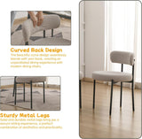 EDWELL Boucle Dining Chairs Set of 2, Round Upholstered Dining Room Chairs with Black Metal Legs