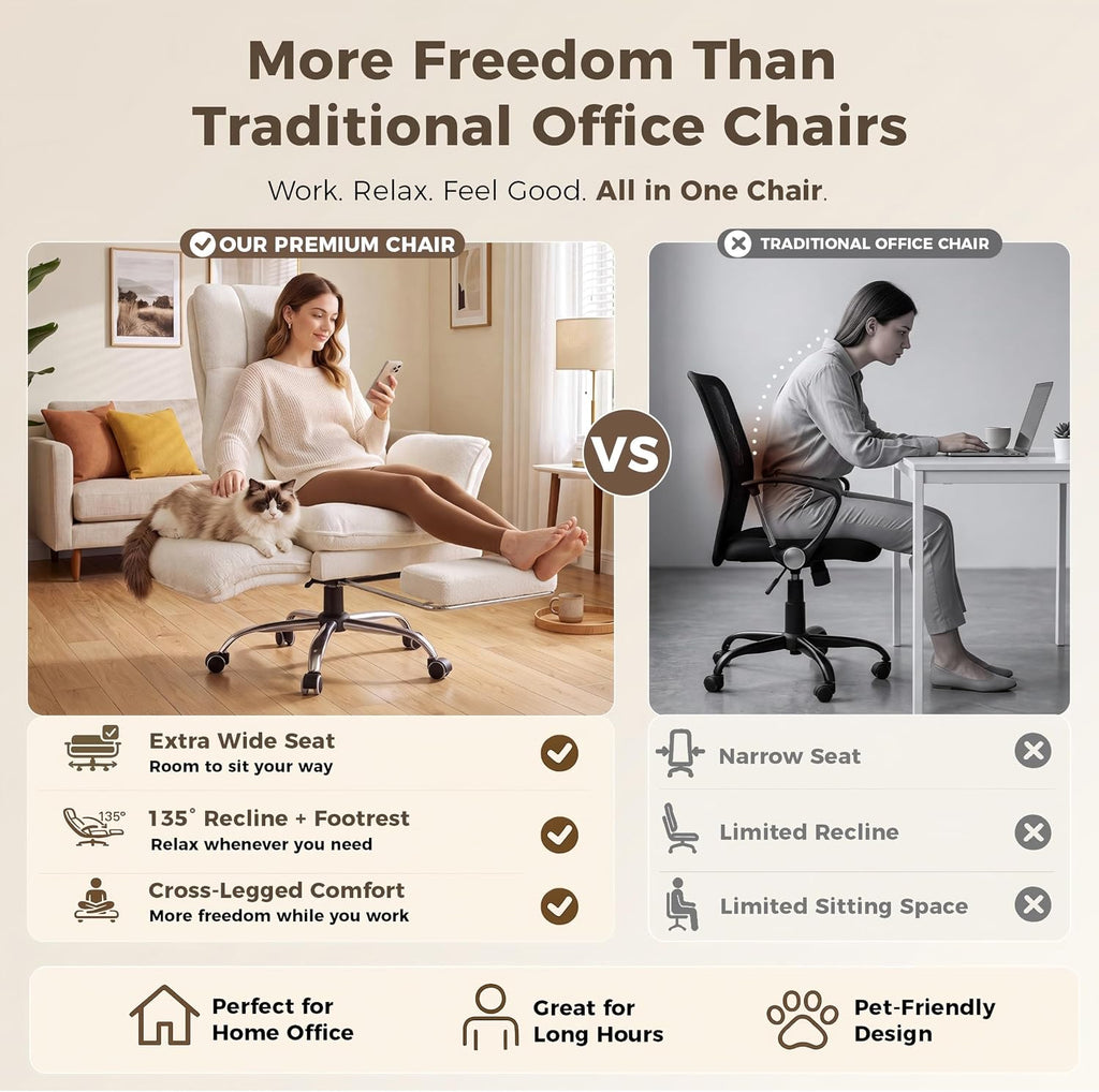 Big and Tall Office Chair, Flip Armrests for Pets & Cross Legged Sitting | Executive Ergonomic Computer Gaming Chair