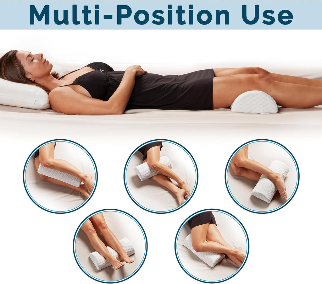Knee Pillow for Back Sleeping - 100% Memory Foam Bolster Pillow for Legs - Under Knee Pillow for Sleeping on Back