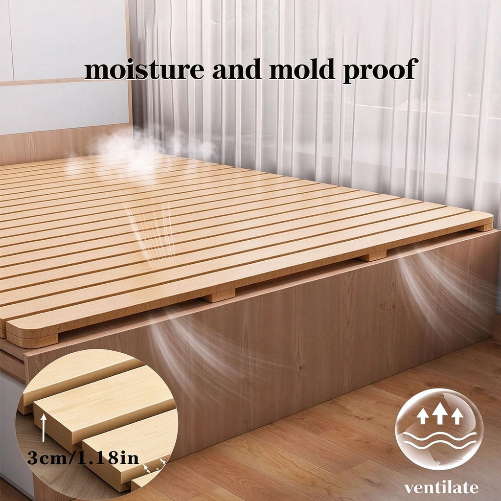 Floor Bed Frame Japanese Bed Frame Solid Wood Foldable Slatted Bed Base Guest Tatami Bed Frames Wooden Floor Platform