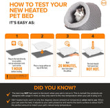 Heated Cat Bed - Thermo-Pet Cave for Large Cats, Indoor Heated Pet Bed for Dogs & Cats, Covered Cave Pet Tent