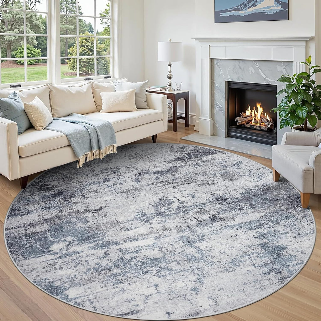 Round Rug 8ft Circle Rug Washable: Carpet Circular Area Rug for Entryway Kitchen Bedroom Dining Room
