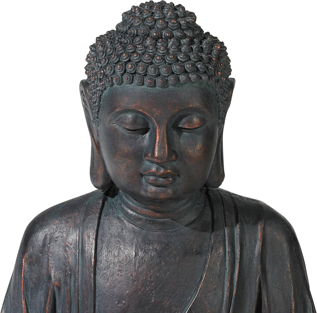 Meditating Buddha 24" High Large Zen Asian Indoor Outdoor Decor Resin Floor Fountain with Light LED Standing Bubbler