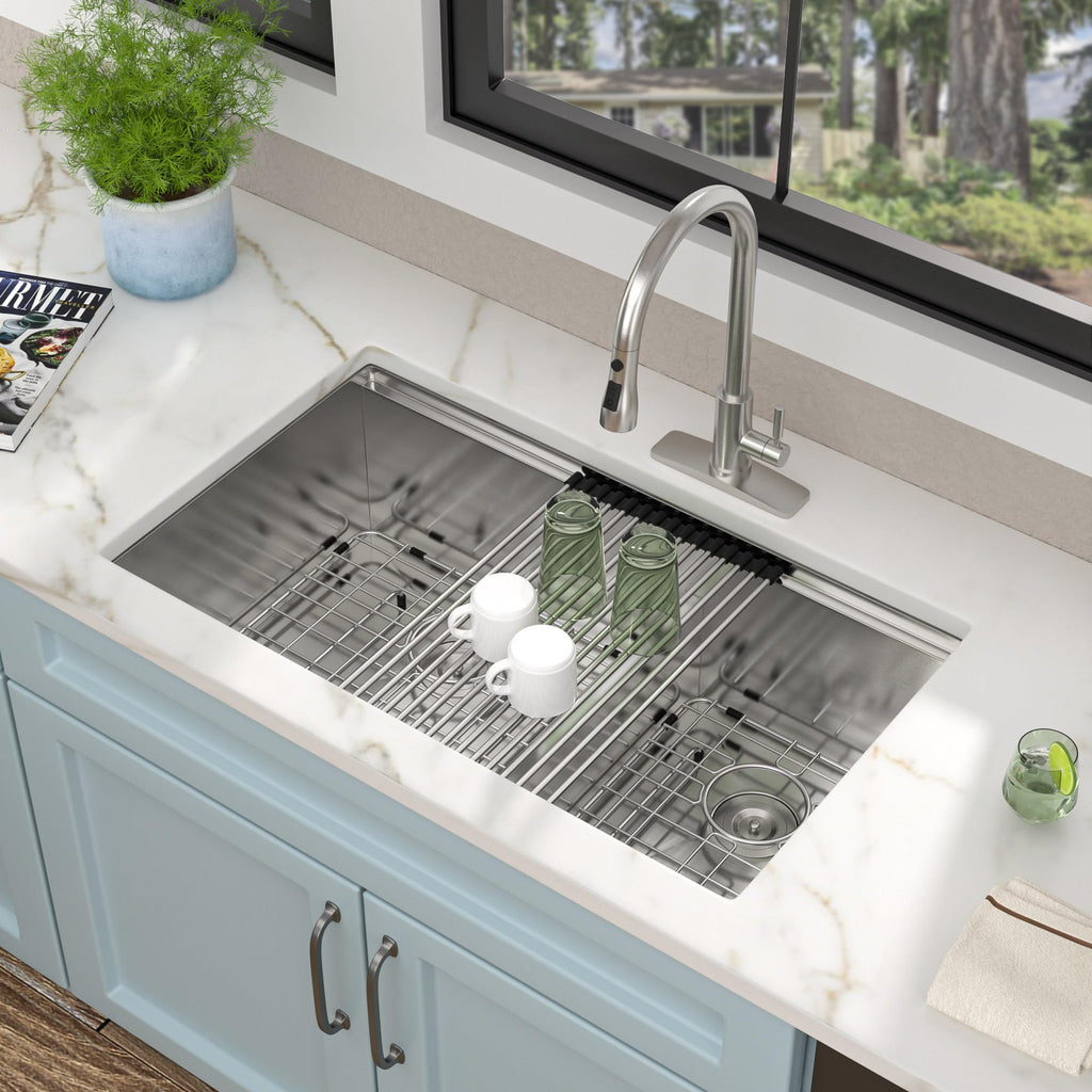 32"x19" Undermount Double Bowl Kitchen Sink