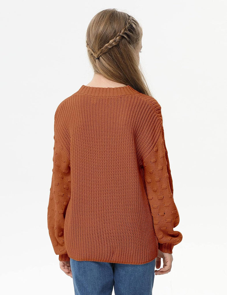 Crewneck Knit Pullover Sweaters Long Lantern Sleeve Oversized Knit Cute Jumper Tops