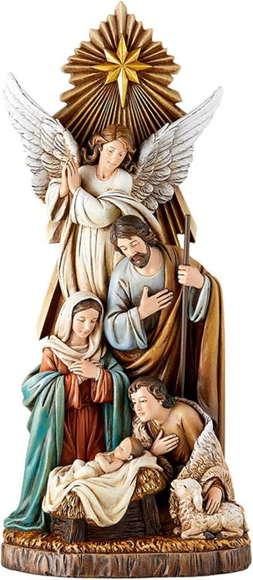 Christmas Figurines - Joseph Mary Jesus and Shepherd Tabletop Centerpiece Nativity Figurine, 16.25-Inch, Shepherd's