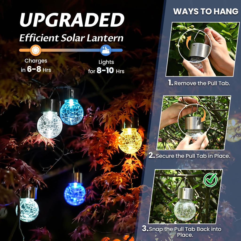 Solar Lights Outdoor Garden Decor Hanging Lantern for Outside 12Pc