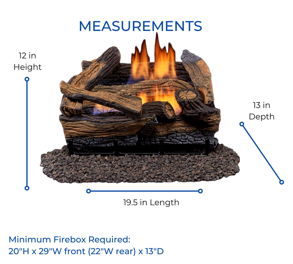 Ventless Liquid Propane Gas Log Set - 18 in. Split Red Oak, 30, 000 BTU, Remote Control - Model#