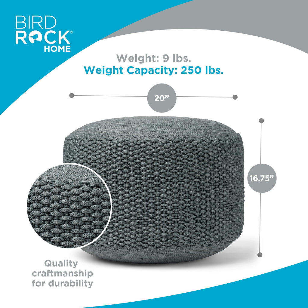 Indoor Outdoor Pouf Ottoman Foot Rest, Mist, 20"x20"x16"