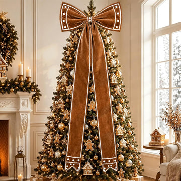 71x24 in Giant Gingerbread Bow Christmas Tree Topper Decoration