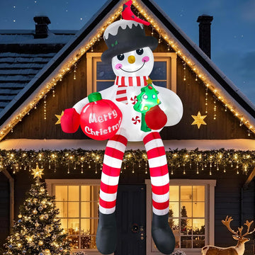 13FT Christmas Inflatable Outdoor Decoration, Climbing Snowman Christmas Blow up Yard Decorations with LED Lights and