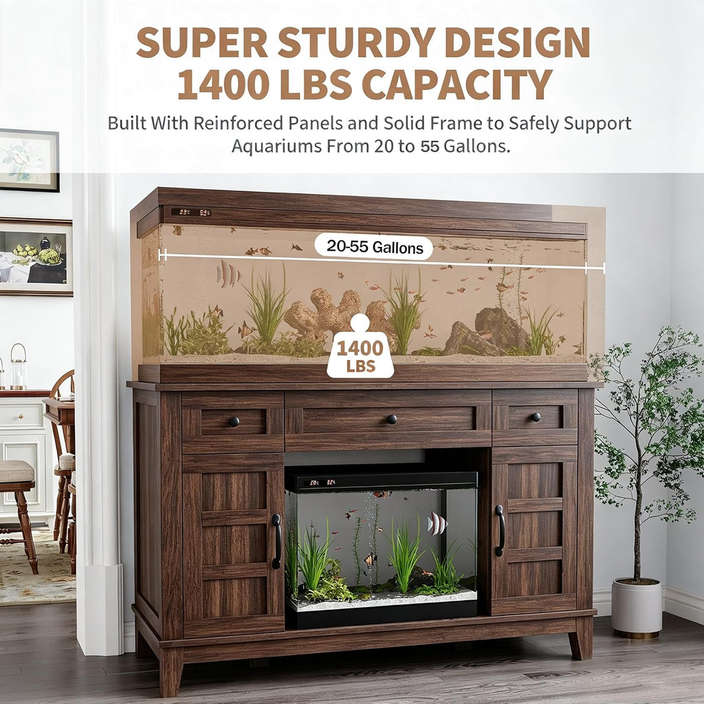 Fish Tank Stand with Power Outlet, 55 Gallon Aquarium Stand