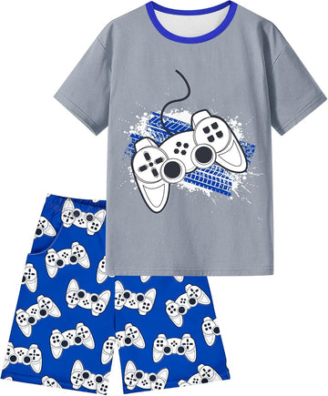 Boys Pajamas Boys Summer Pajamas Short Sleeve & Sleep Shorts Set 2 Piece Summer Kids Boy Pjs Sleepwear Sets