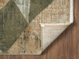 Abani Savoy Collection Area Rug - Green and Cream Geometric Design - 4'x6' - Easy to Clean - Durable for Kids and Pets